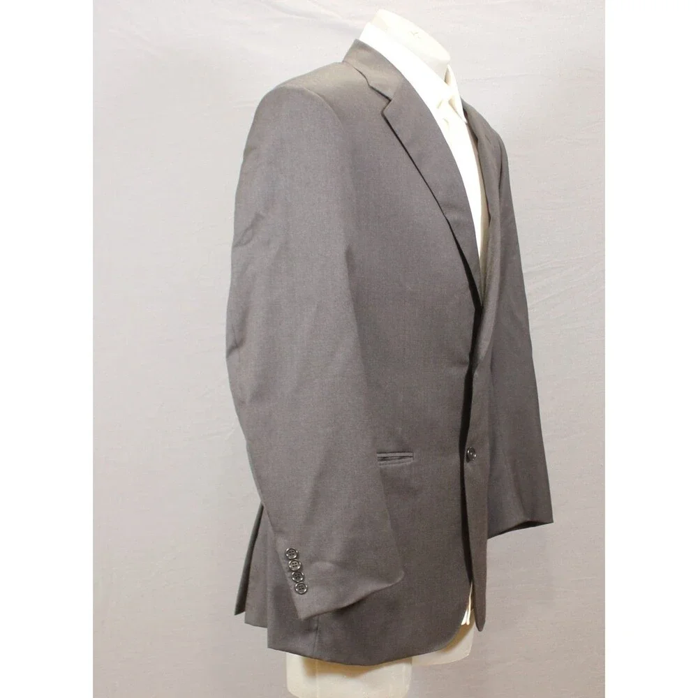 Canali Suit Mens Charcoal Gray Wool 2 Piece Suit 2 Btn 48R  (44R) Flat front 34